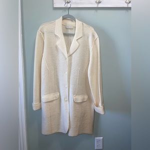 Studio Works Women’s 100% Wool Cream Sweater Coat Size Medium